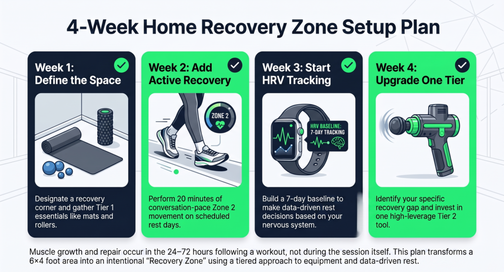 4-week plan for building a home gym recovery zone

