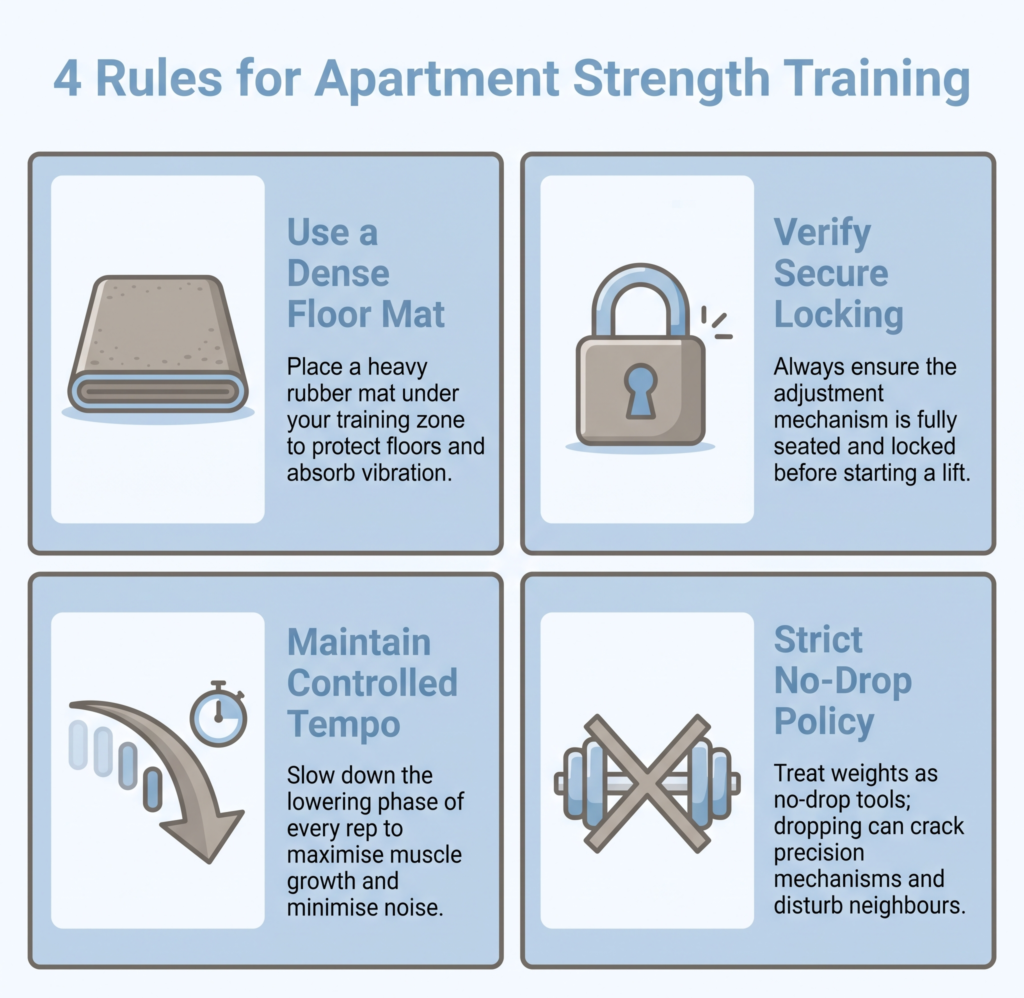 Tips for a quiet apartment home gym setup with adjustable dumbbells