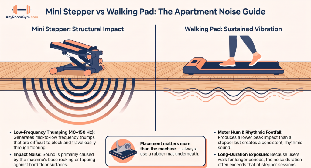 decision flowchart choosing between mini stepper and walking pad