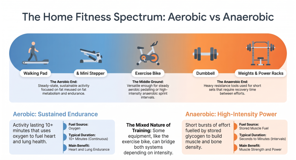 home cardio equipment aerobic anaerobic spectrum