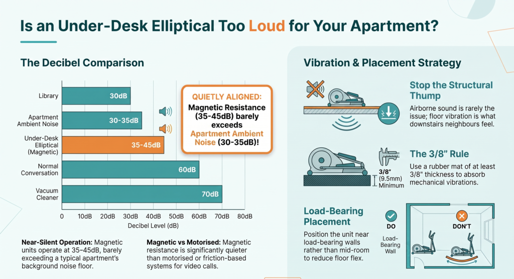 decibel comparison chart under desk elliptical vs apartment ambient noise vs vacuum cleaner